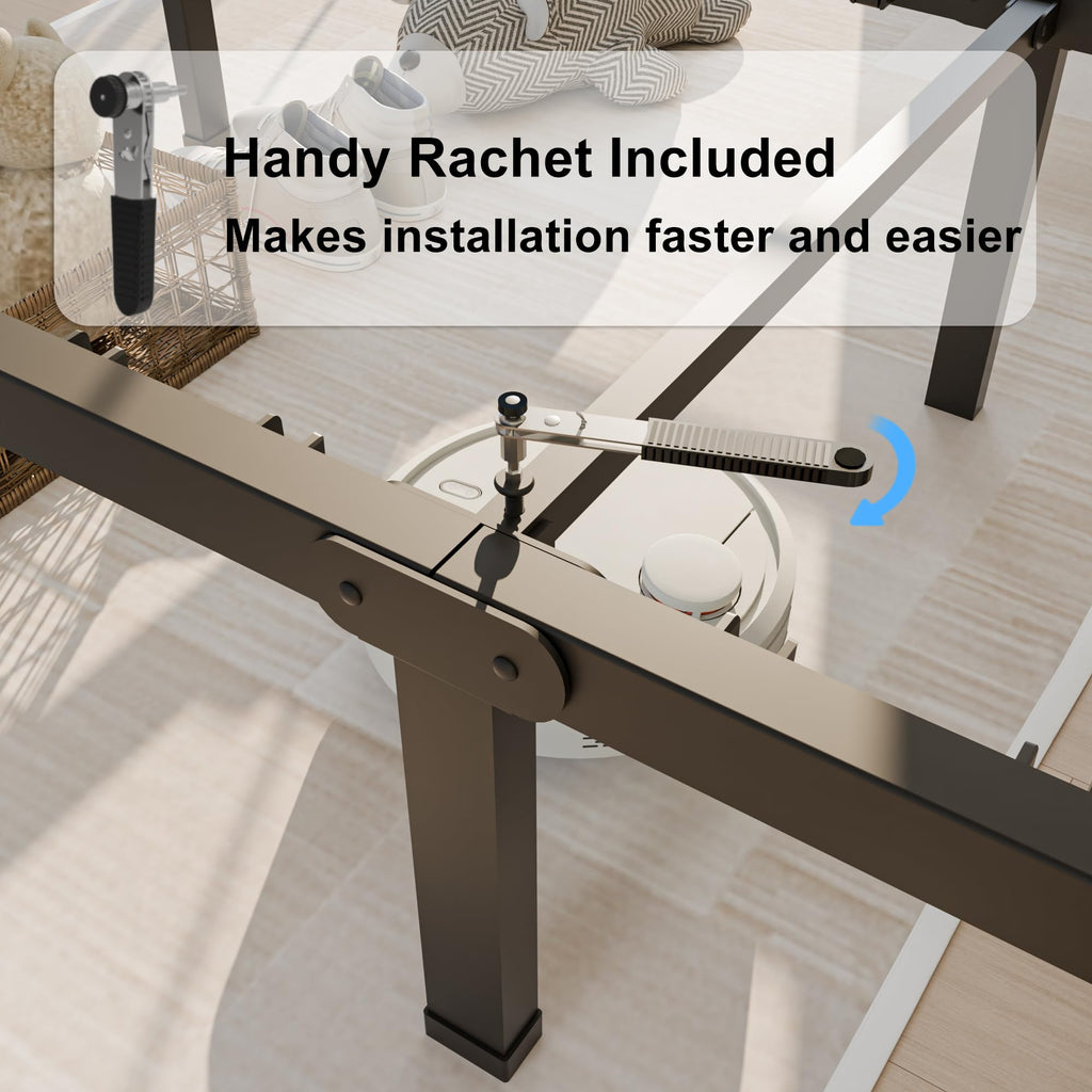 Queen Bed Frame with Headboard Hole and Steel Slats Support V697