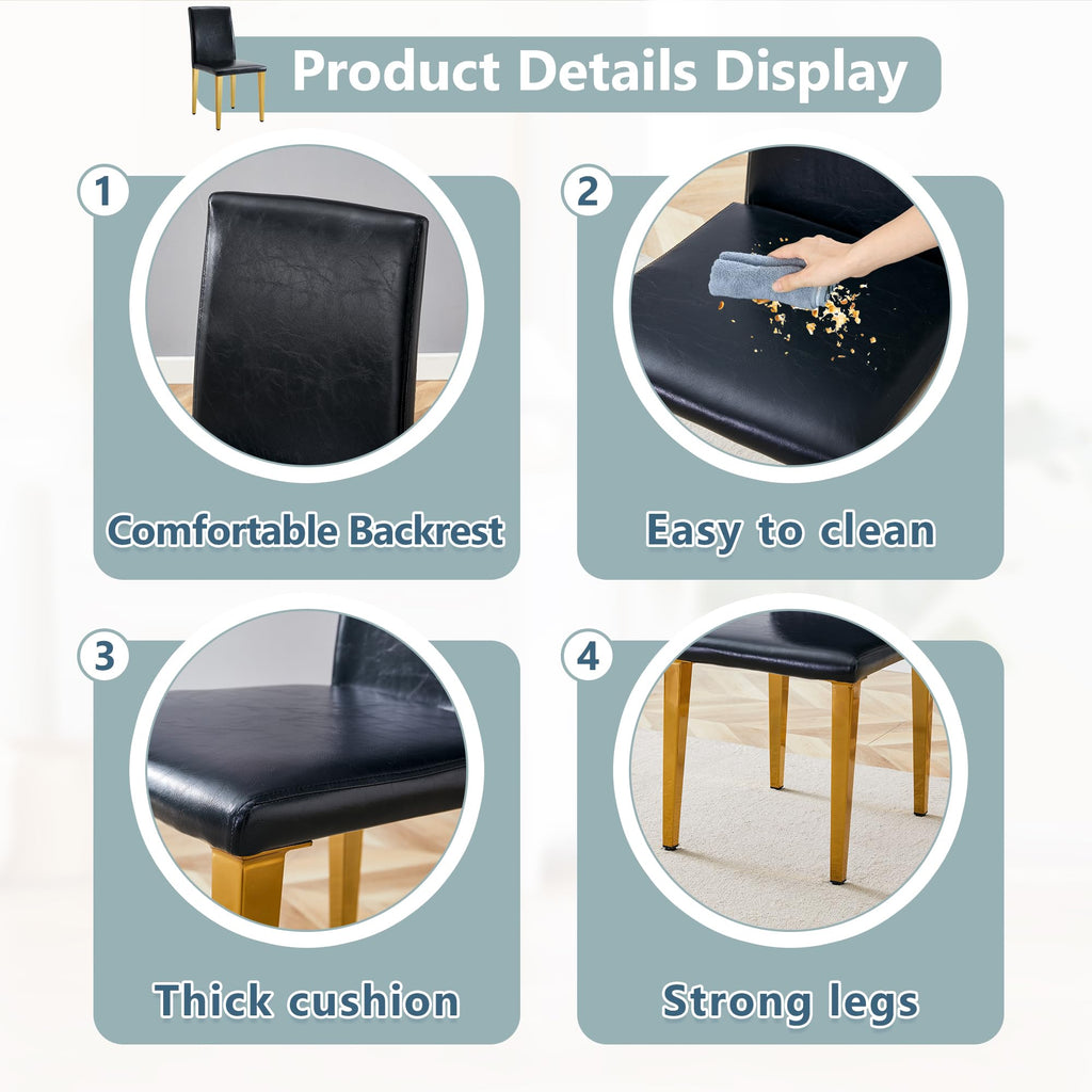 Black Gold Upholstered Dining Chairs Set of 4 H8876