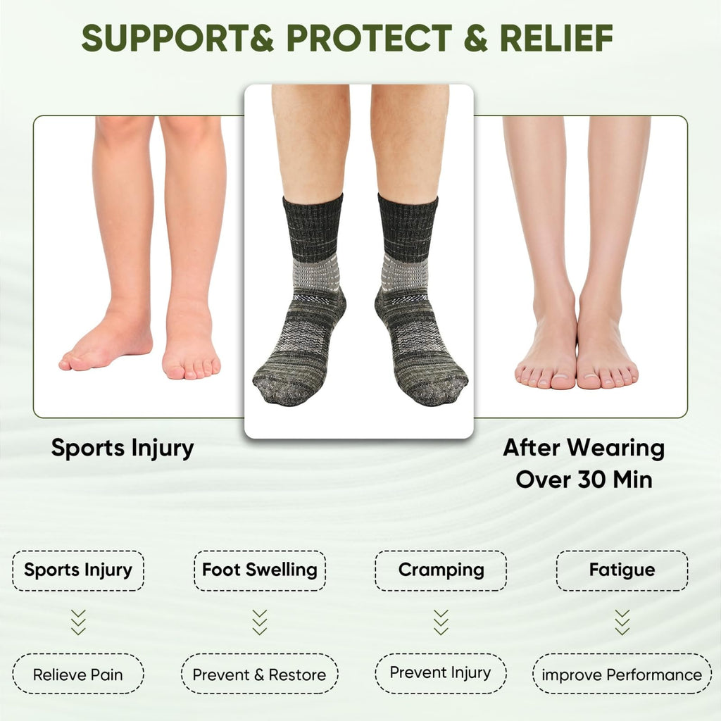 Compression Ankle Support Crew Socks 3 Pairs R53669