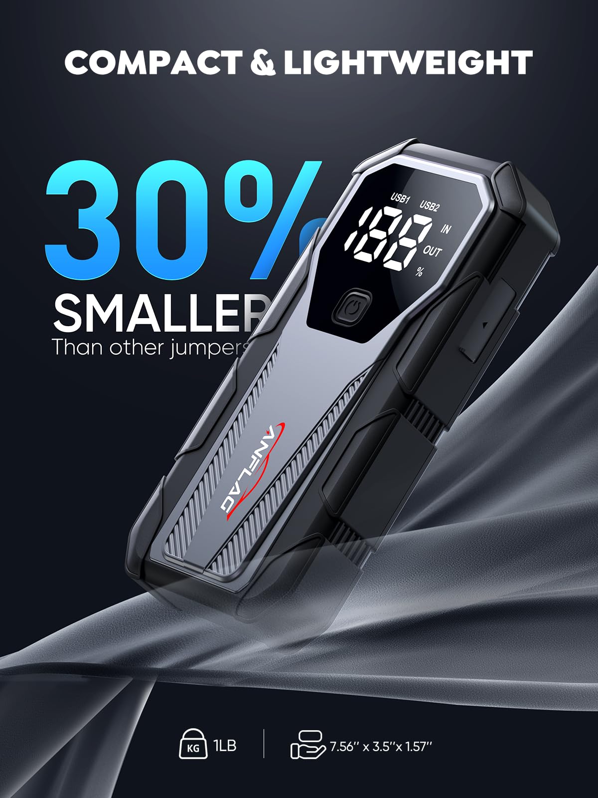 6000A 12V Portable Jump Starter with LED Display K953089