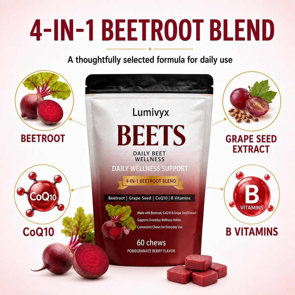 Beet Chews with Grape Seed Extract & CoQ10, 60 Chews D357