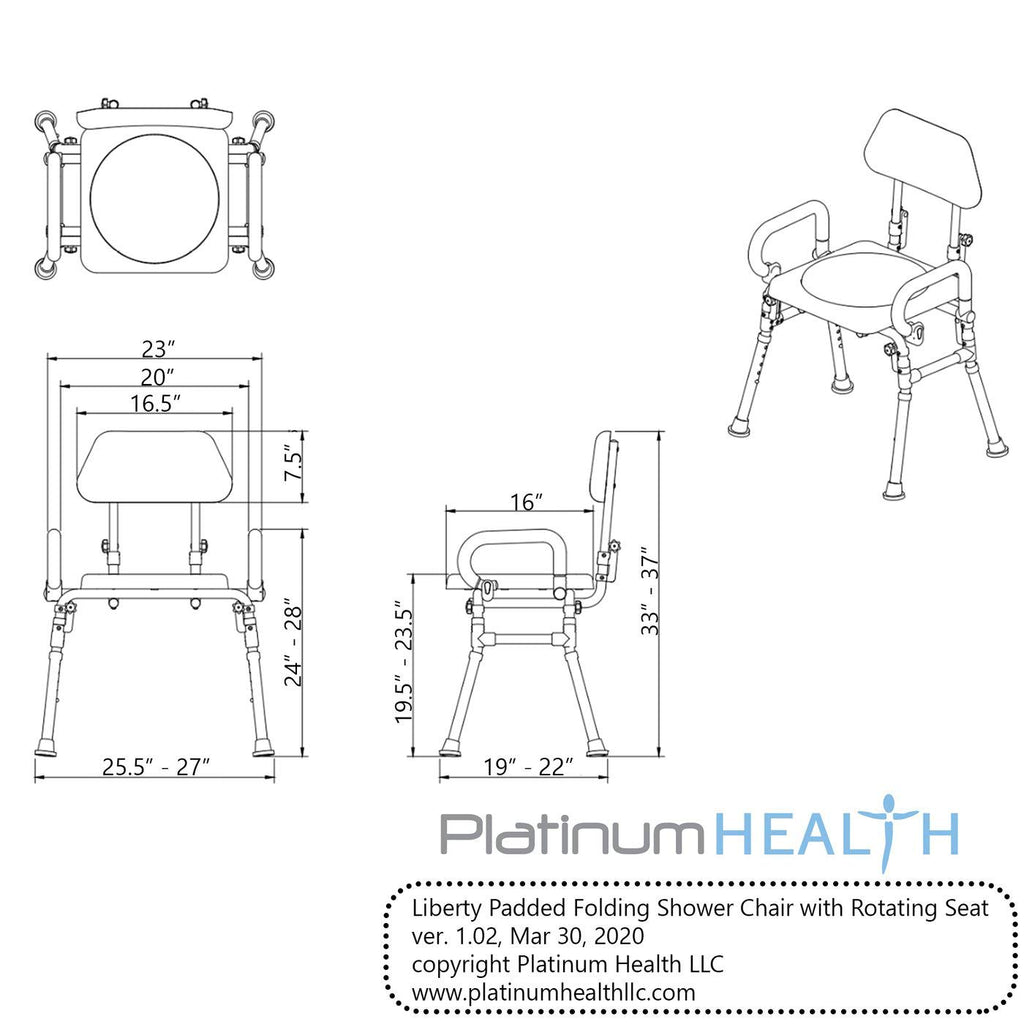 Folding Shower Chair with Padded Seat Armrests Backrest G51802