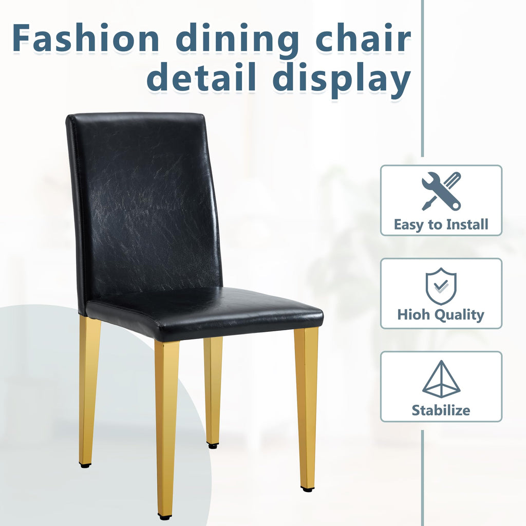 Black Gold Upholstered Dining Chairs Set of 4 H8876