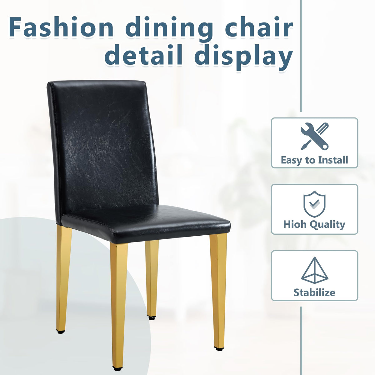 Black Gold Upholstered Dining Chairs Set of 4 H8876