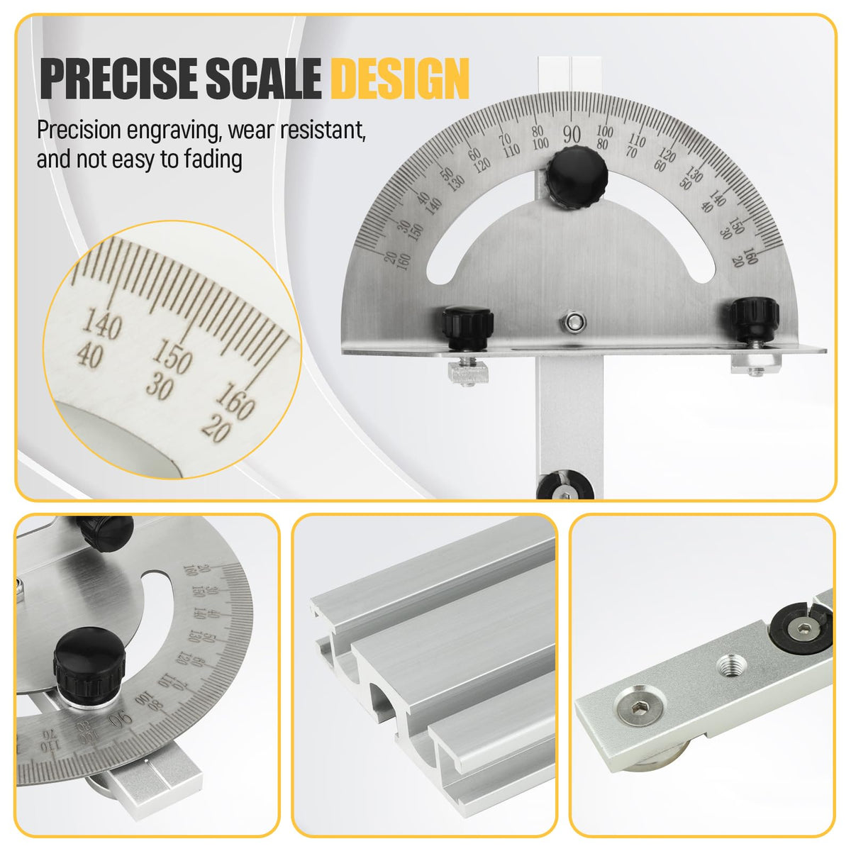 Table Saw Miter Gauge System with Miter Fence, 120° Angle Stops Adjustable, 250mm R86464