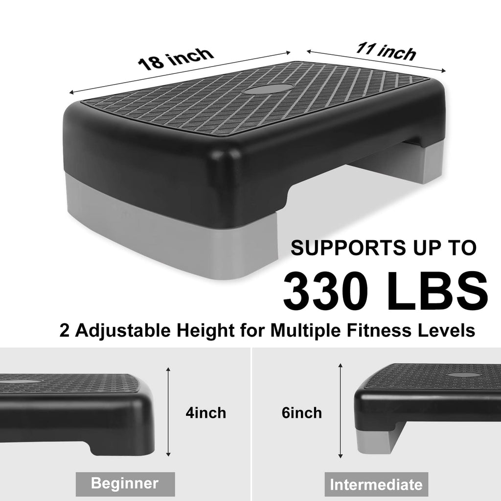 Adjustable 4"-6" Step Aerobics Platform with 2 Riser Q7457