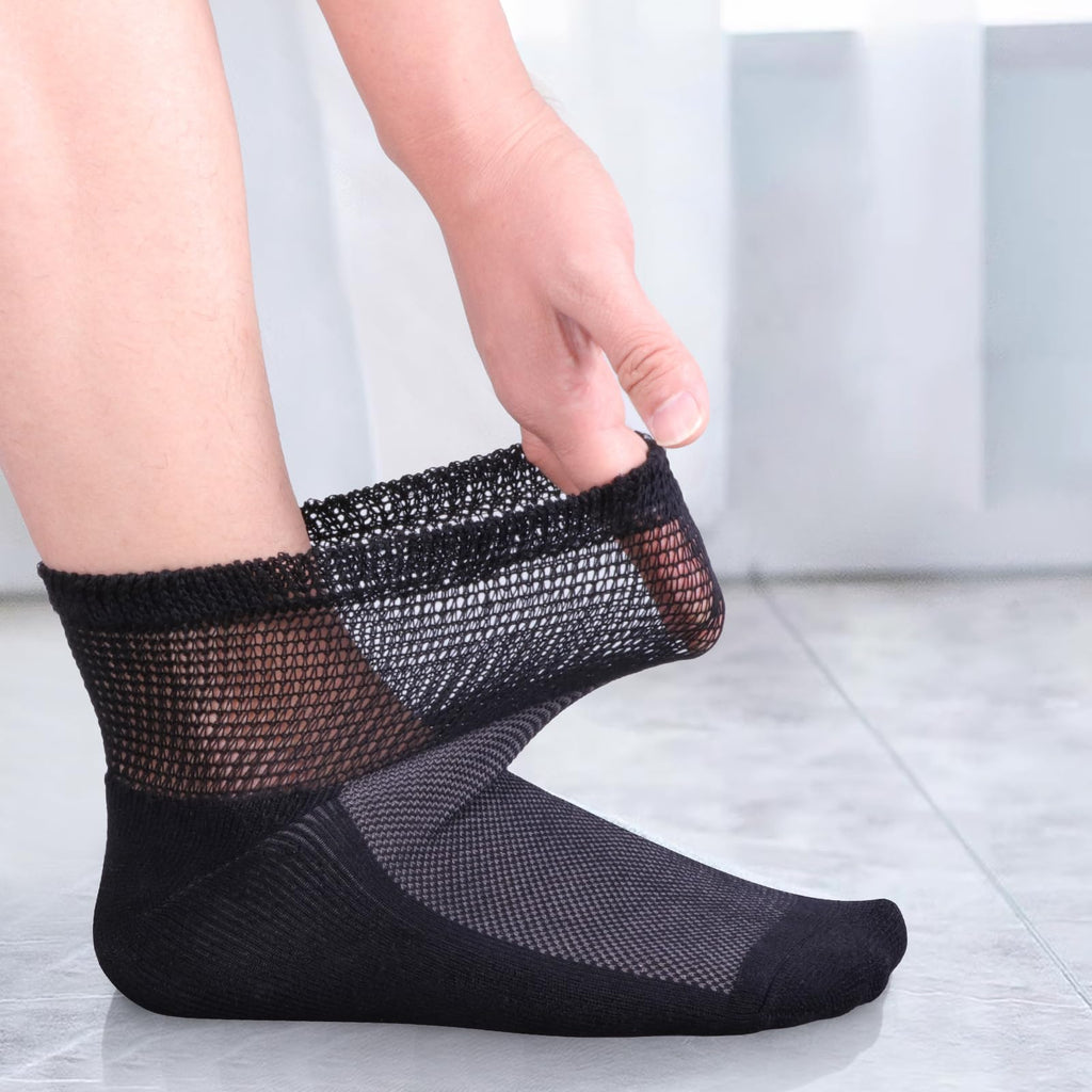Bamboo Viscose Diabetic Socks, Black, Size 10-13, 5 Pairs Y4642