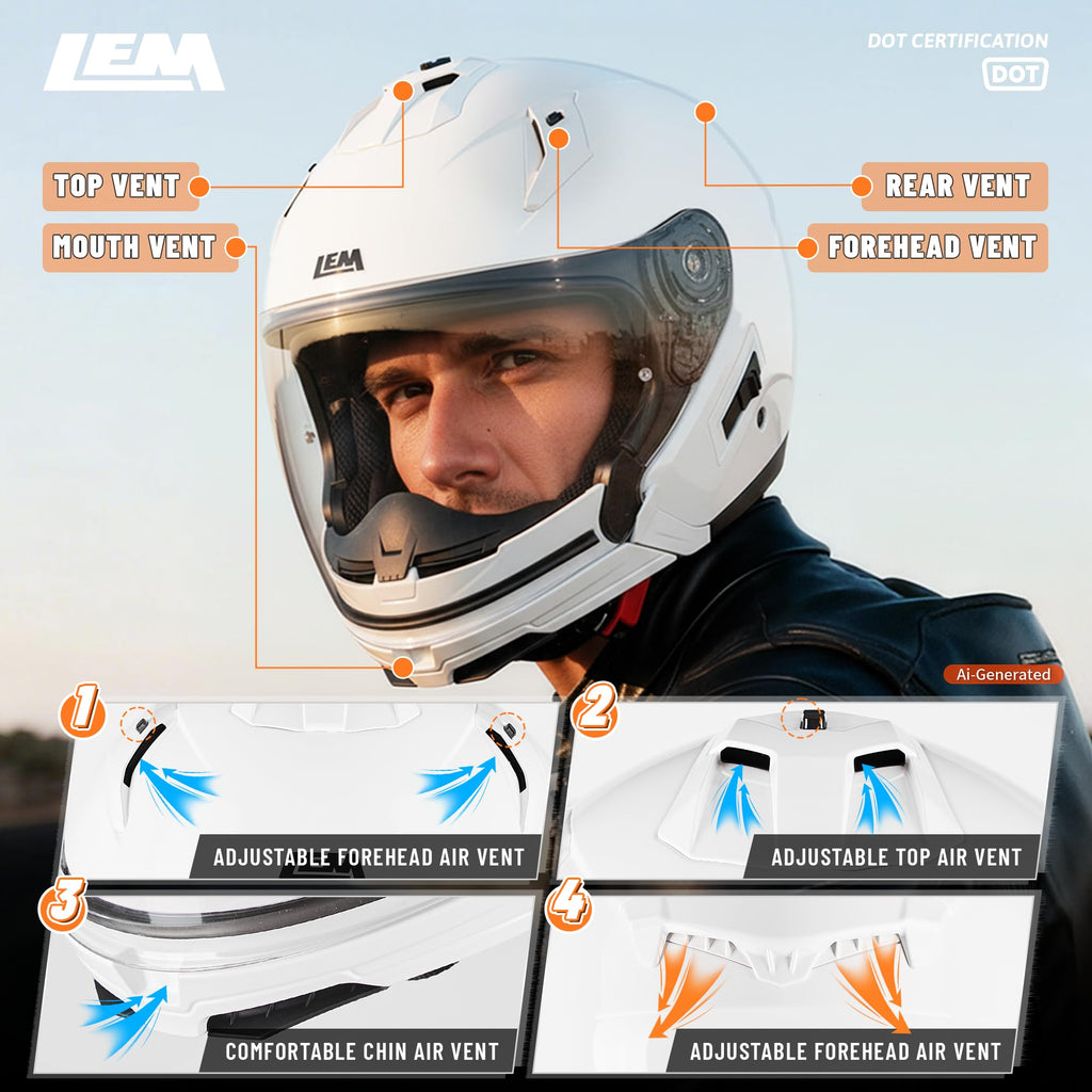 White Medium Full Face Motorcycle Helmets H781762
