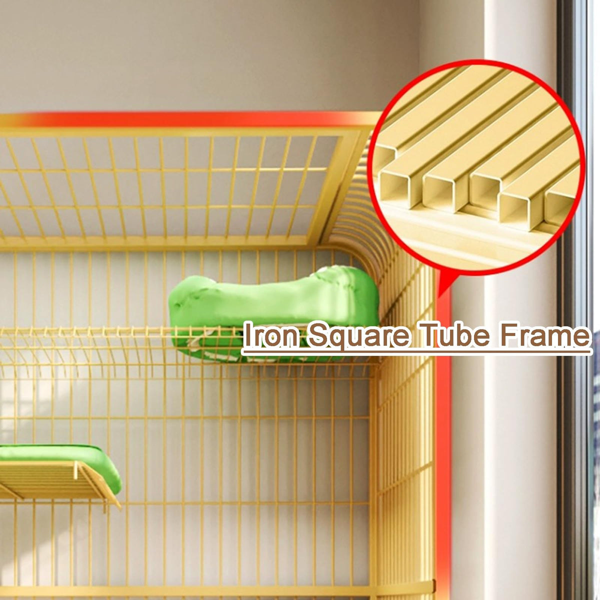 4-Tier Metal Wire Cat Cage with Litter Box and Hammock D614360