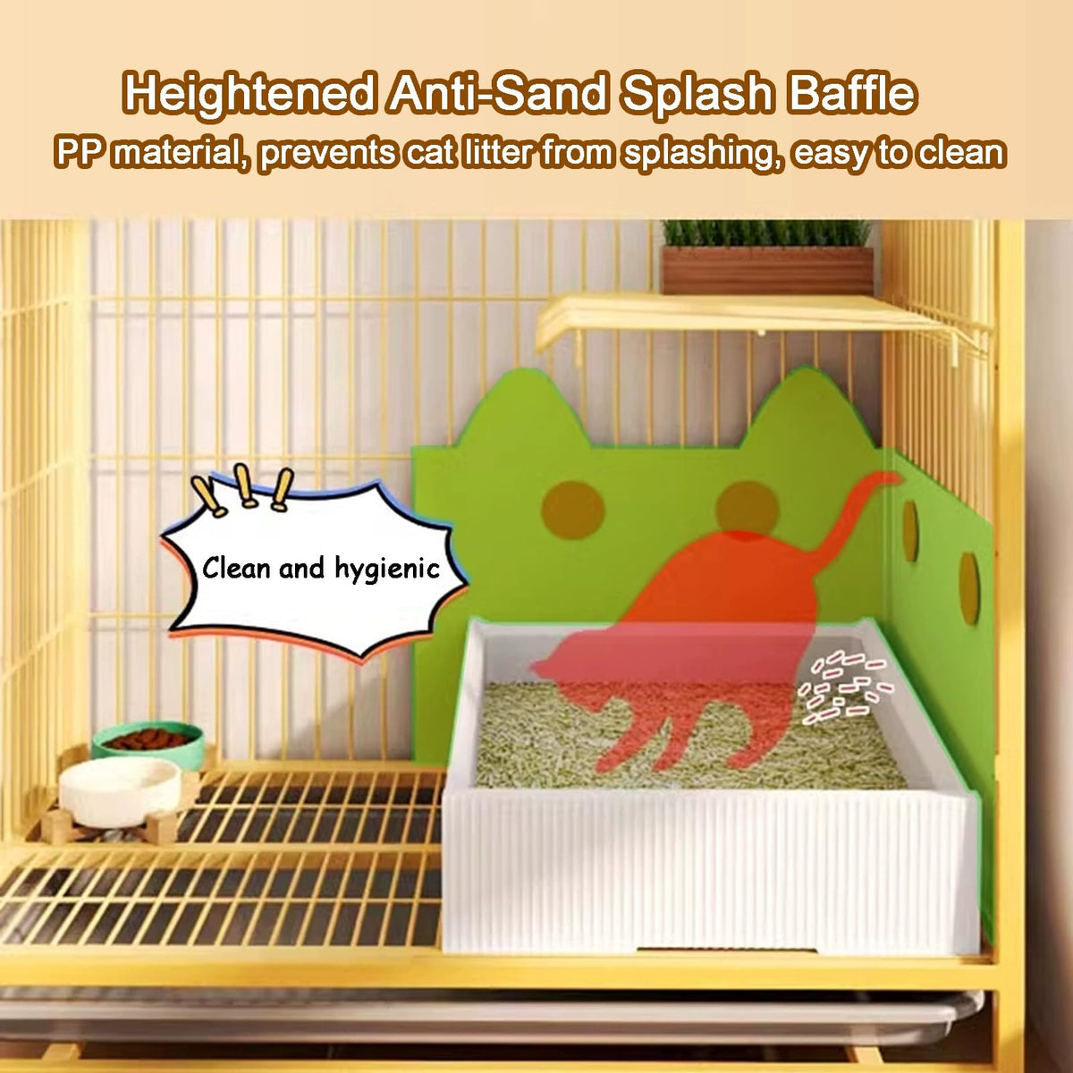 4-Tier Metal Wire Cat Cage with Litter Box and Hammock D614360