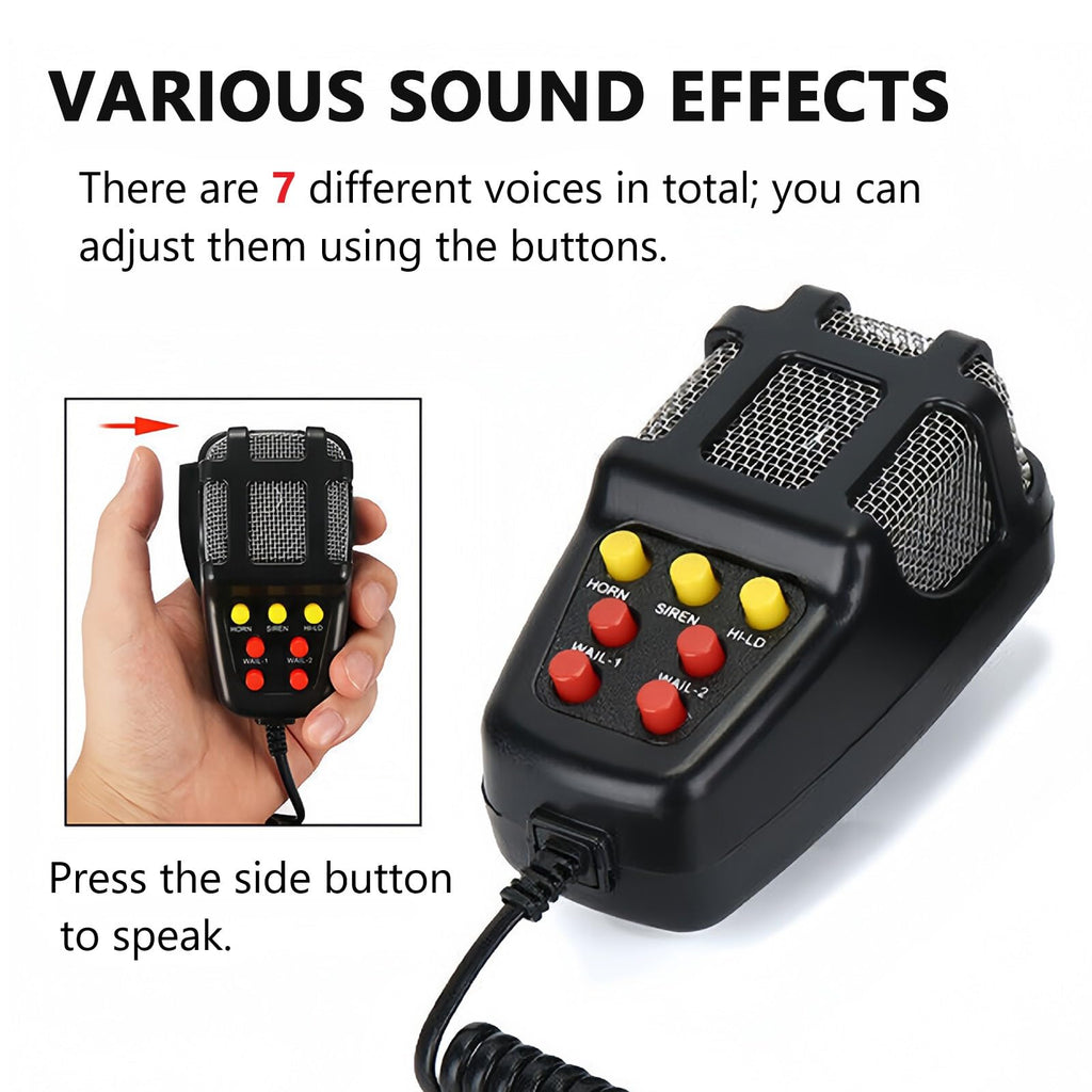 Alarm Horn Siren with Cigarette Lighter, 100W 12V 7 Sound P729