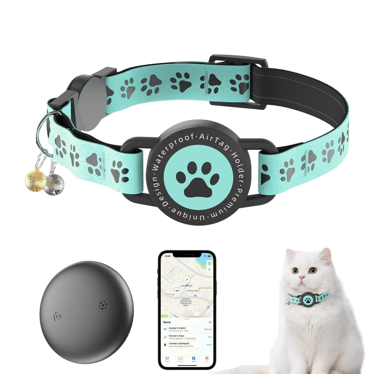 GPS Cat Tracker Collar Blue V5749