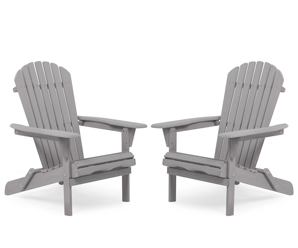 Wood Folding Adirondack Chair Set of 2 Solid Cedar A962129