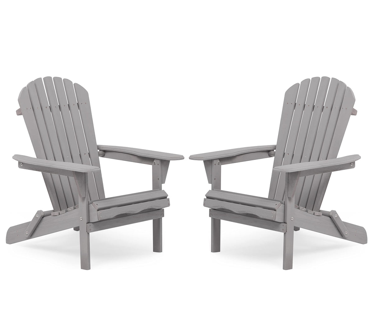 Wood Folding Adirondack Chair Set of 2 Solid Cedar A962129