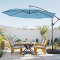 10ft Blue Offset Cantilever Patio Umbrella with Base Q5157