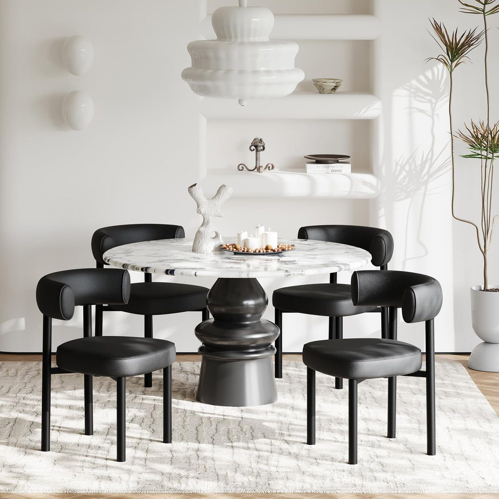Black Faux Leather Dining Chairs Set of 4 I86143