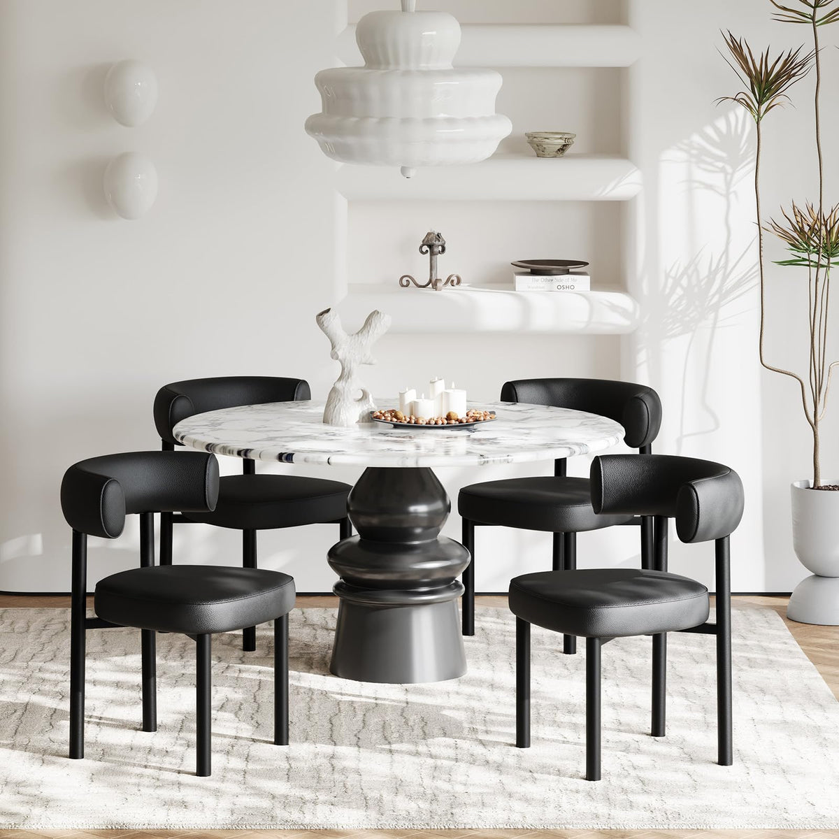 Black Faux Leather Dining Chairs Set of 4 I86143