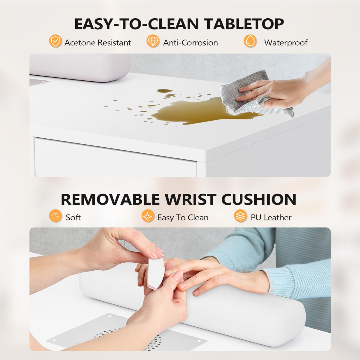 L Shaped Manicure Table with Dust Collector W6086