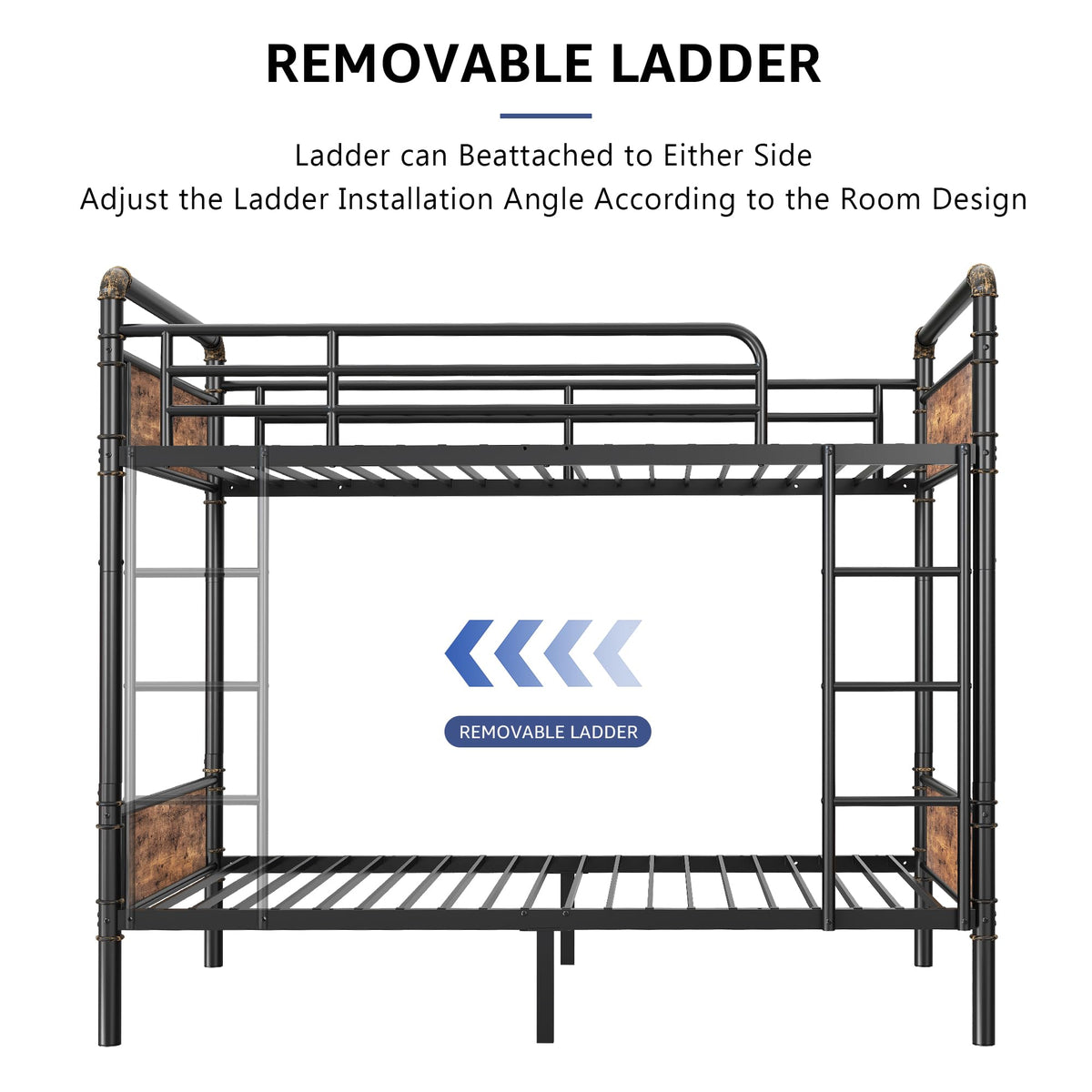 Twin Over Twin Metal Bunk Bed with Safety Guard Rails O812330