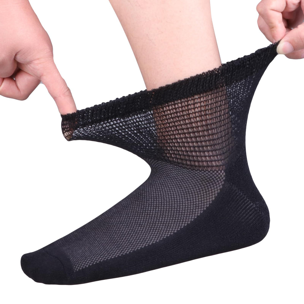 Bamboo Viscose Diabetic Socks, Black, Size 10-13, 5 Pairs Y4642