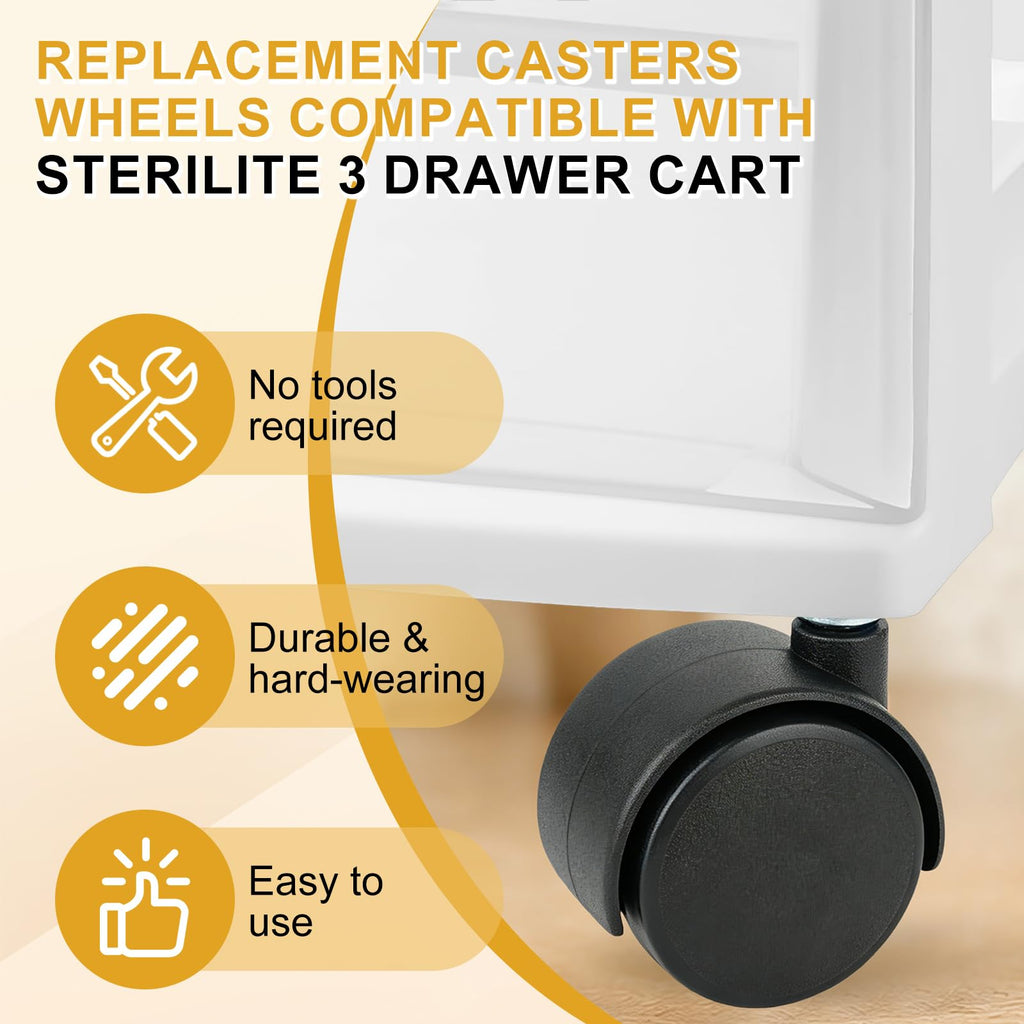 8PCS Replacement Casters for 3 Drawer Cart A890444