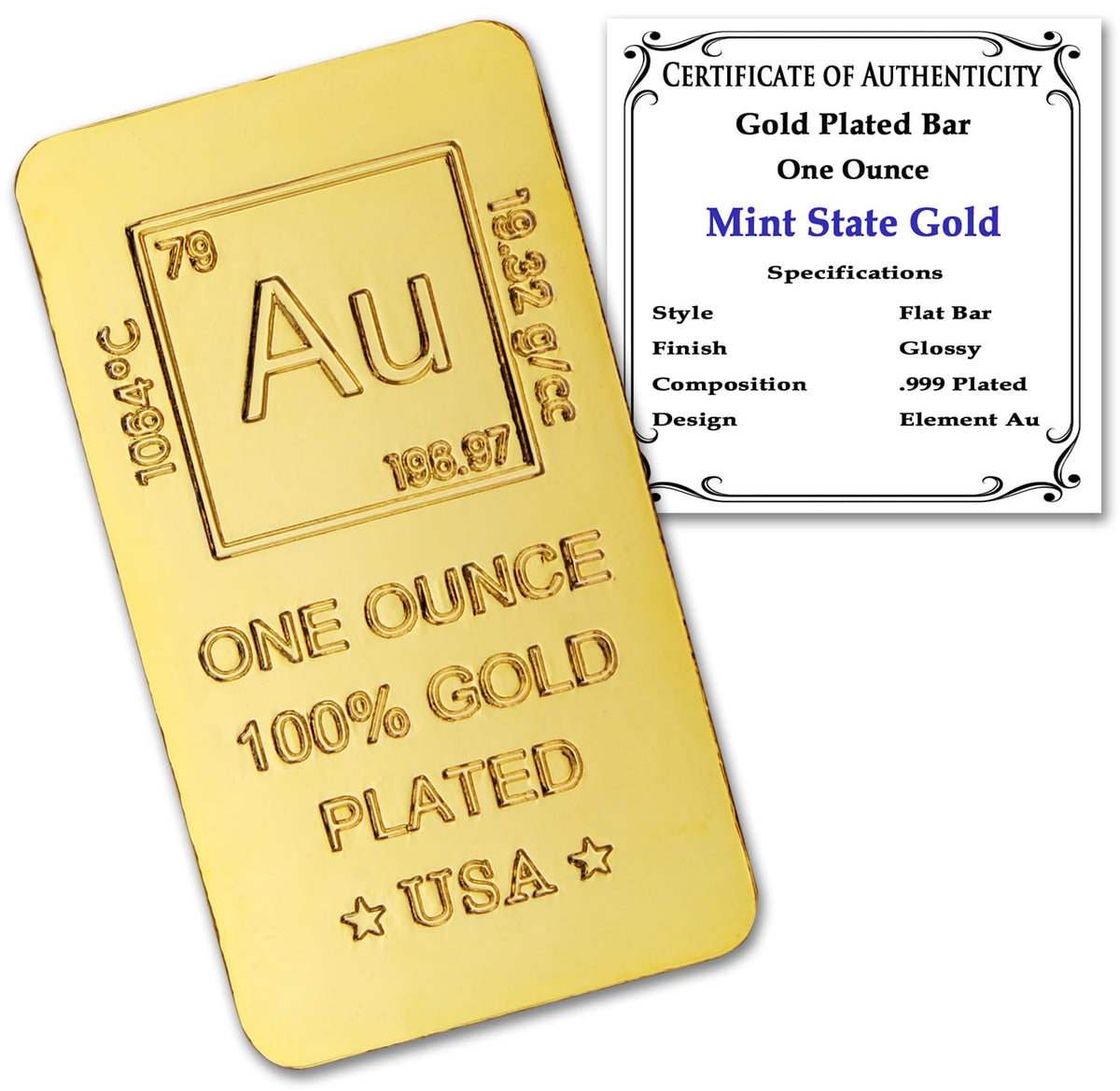 1 oz Gold Plated Bar Q233