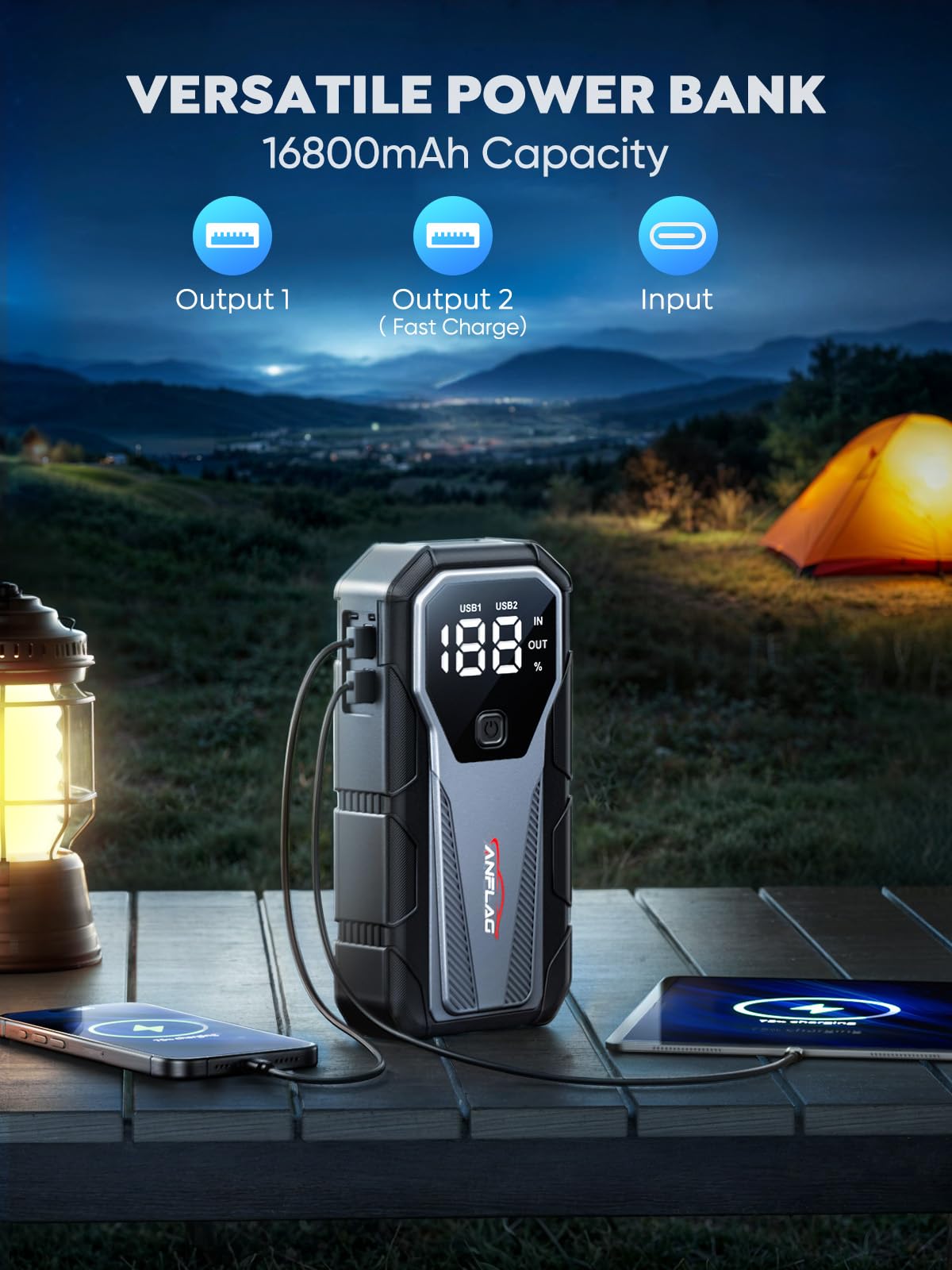 6000A 12V Portable Jump Starter with LED Display K953089
