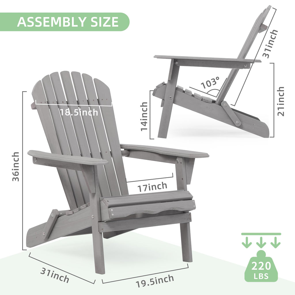 Wood Folding Adirondack Chair Set of 2 Solid Cedar A962129