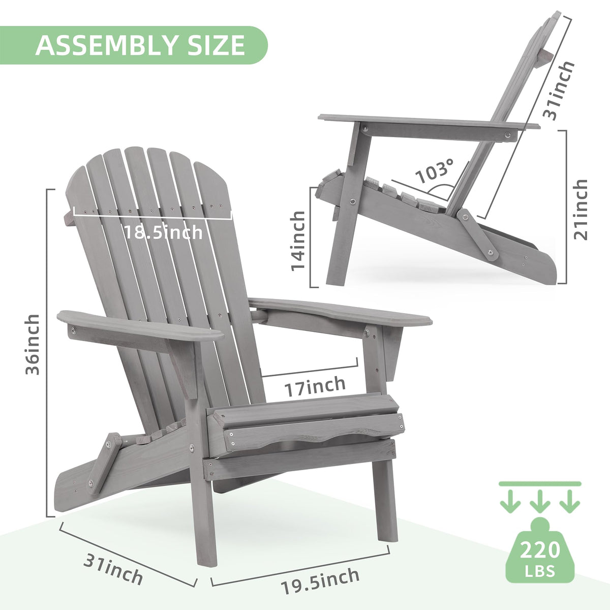 Wood Folding Adirondack Chair Set of 2 Solid Cedar A962129