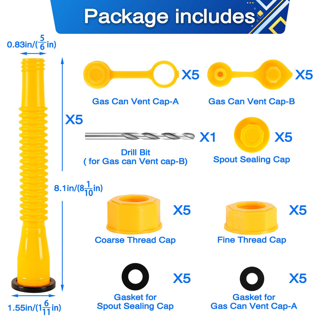 Gas Can Spout Replacement with Vent Caps U600