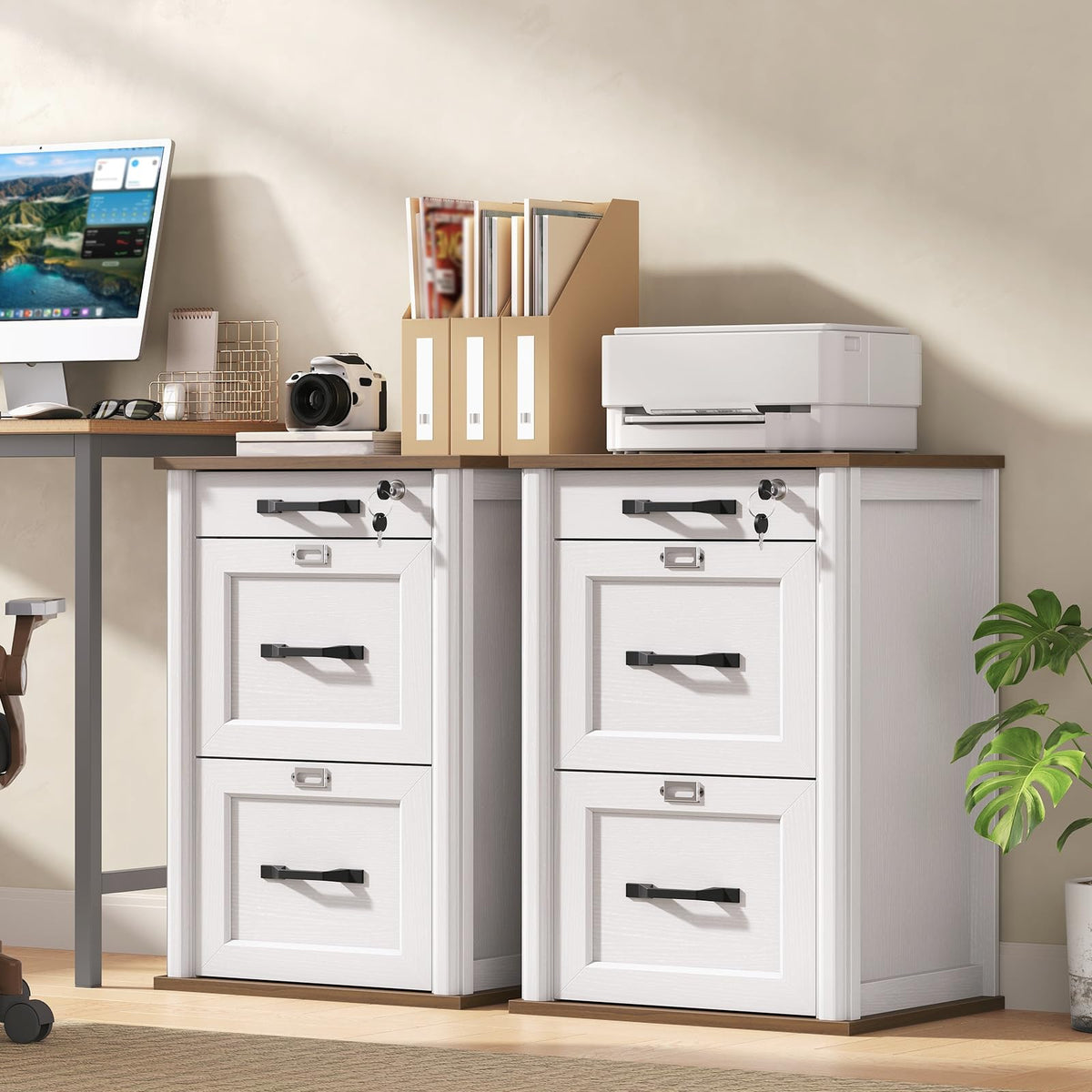 3 Drawer File Cabinet with Lock Set of 2 N22300