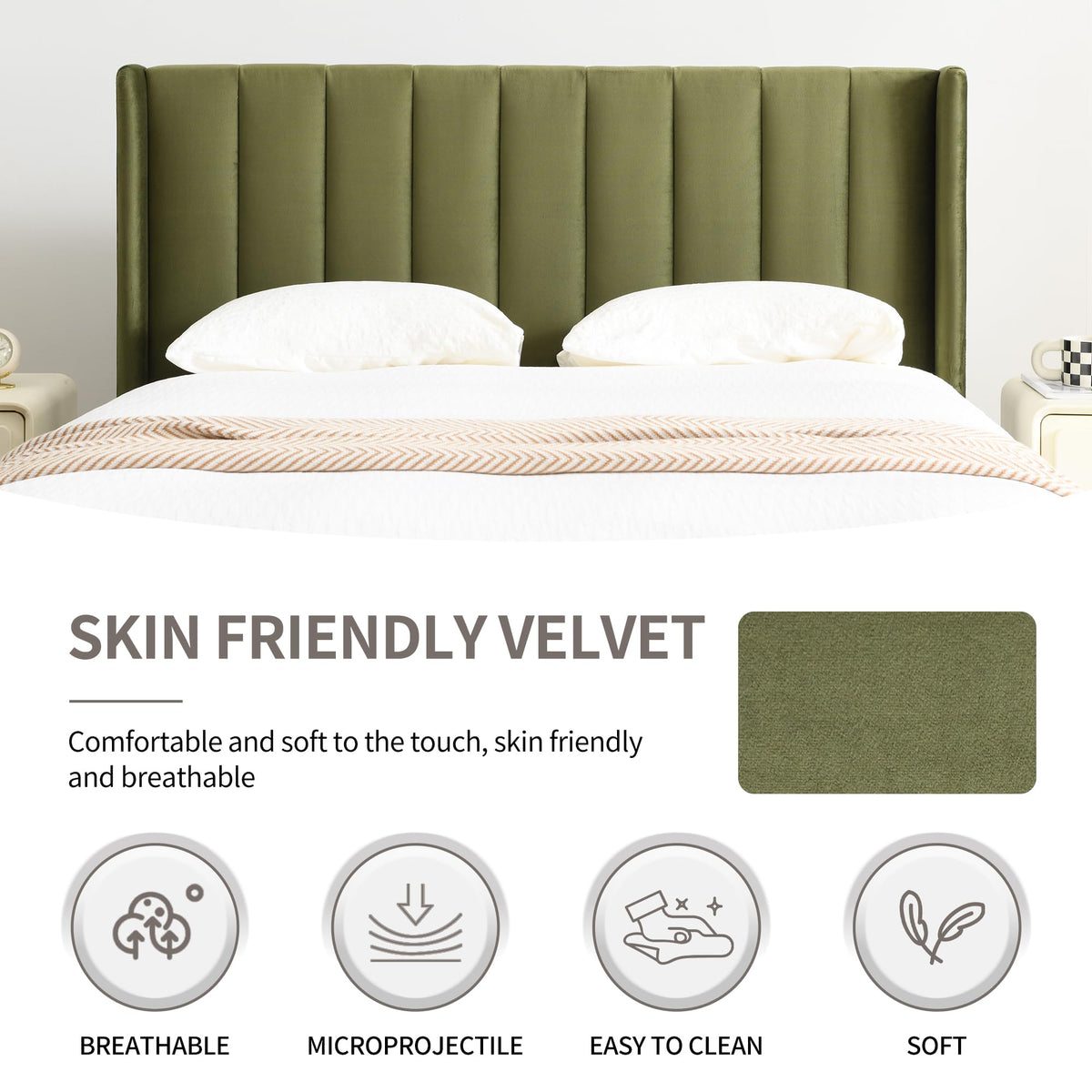 Queen Bed Frame with Upholstered Headboard C38557