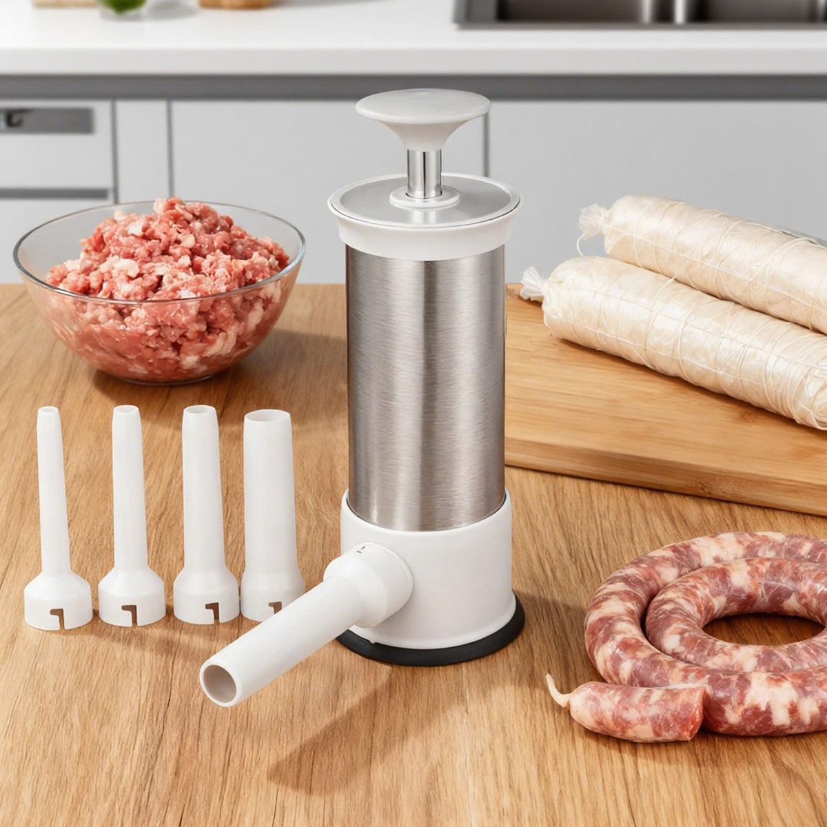 2.2-Pound Vertical Sausage Stuffer with 4 Nozzles S177