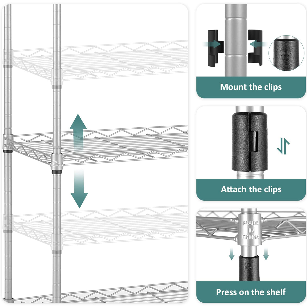 6-Tier Wire Shelving Unit with Caster Wheels R737210
