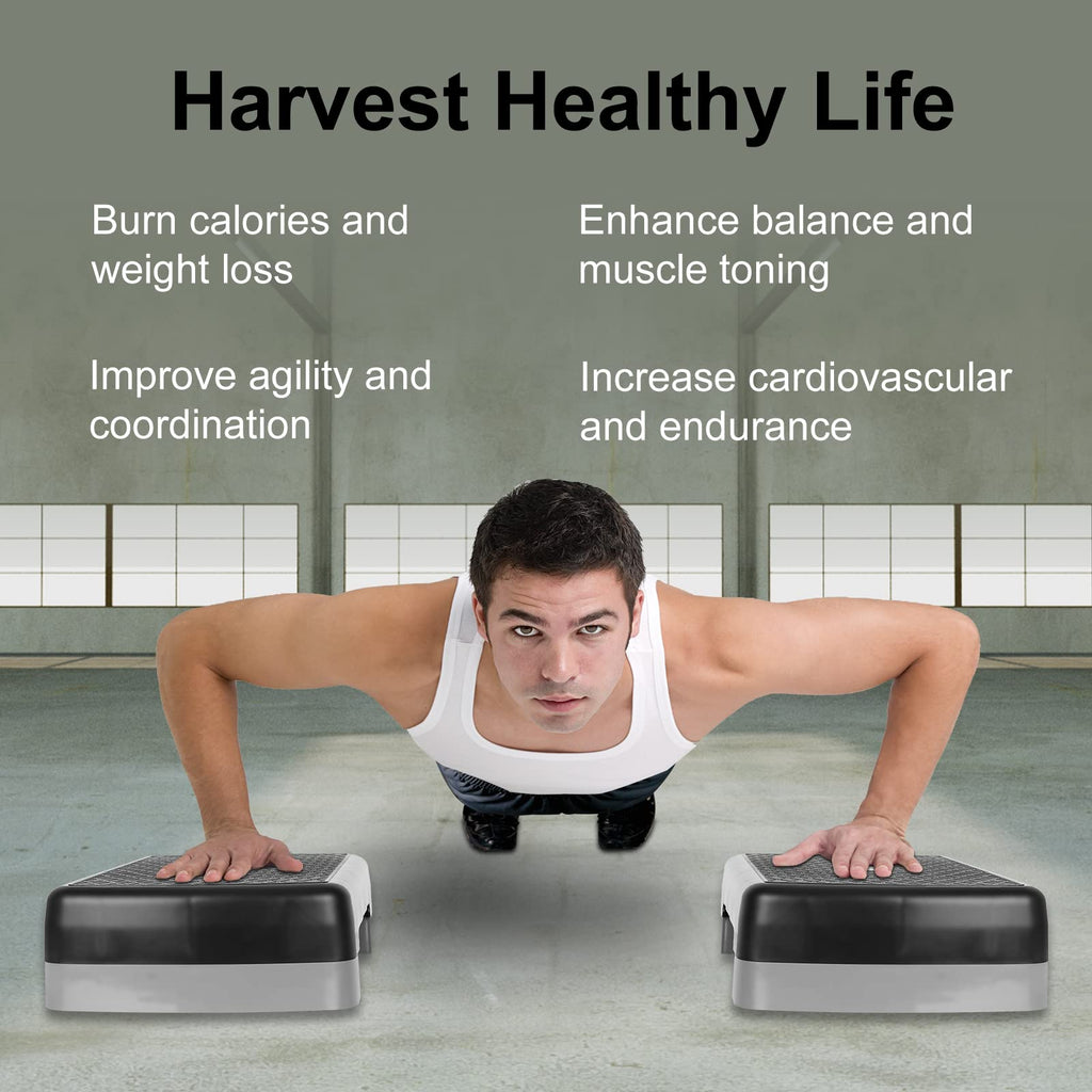 Adjustable 4"-6" Step Aerobics Platform with 2 Riser Q7457