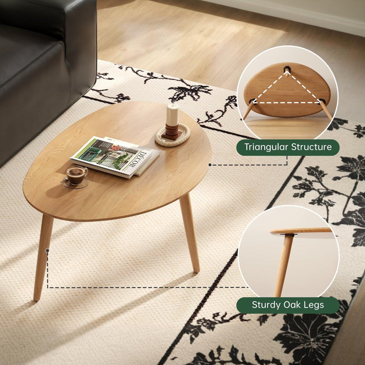 Small Oval Solid Wood Coffee Table Z7601