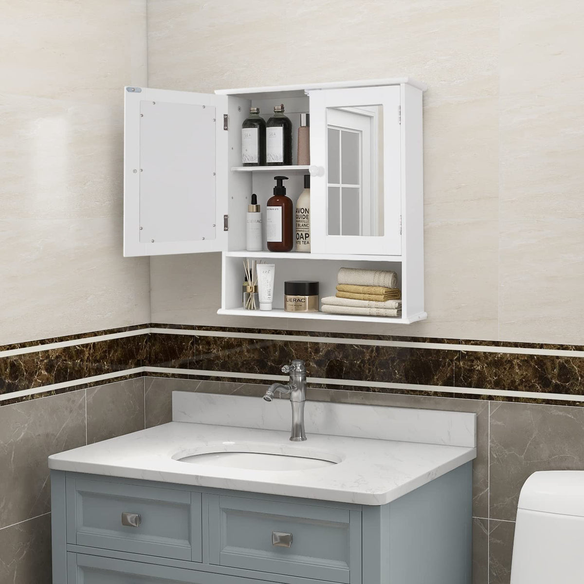 Medicine Cabinet with Mirror 2 Doors W409