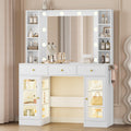 White Makeup Vanity Desk with Mirror and Lights Y72891