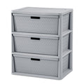 Wide 3-Drawer Plastic Storage Tower with Removable Bins, Gray G4733