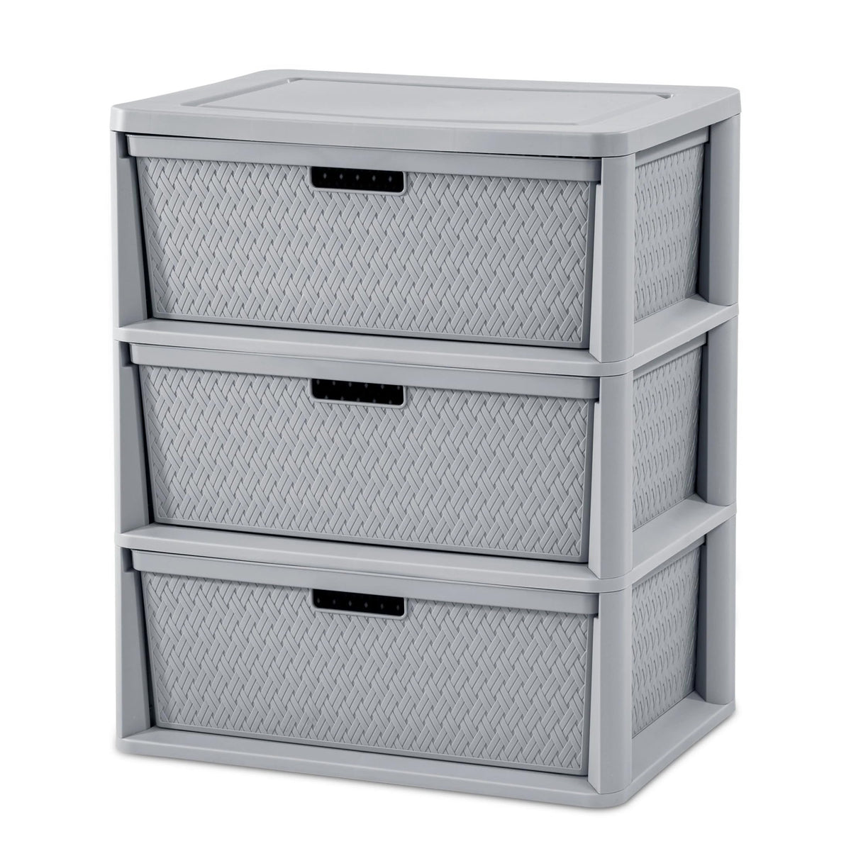 Wide 3-Drawer Plastic Storage Tower with Removable Bins, Gray G4733