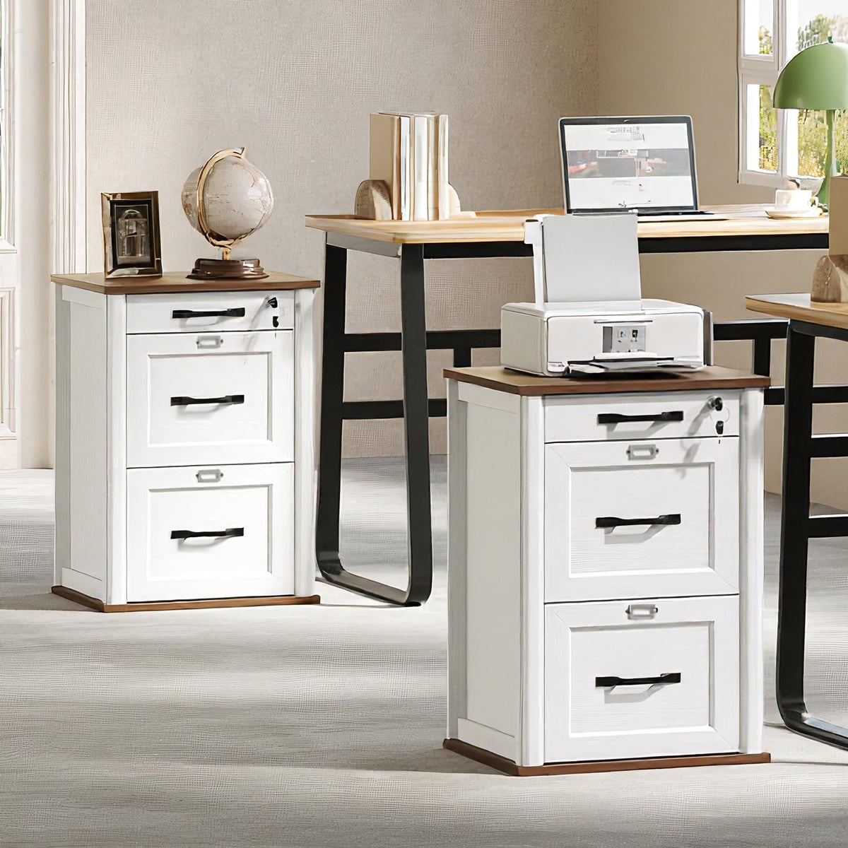 3 Drawer File Cabinet with Lock Set of 2 N22300