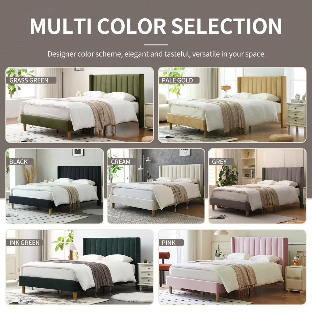 Queen Bed Frame with Upholstered Headboard C38557