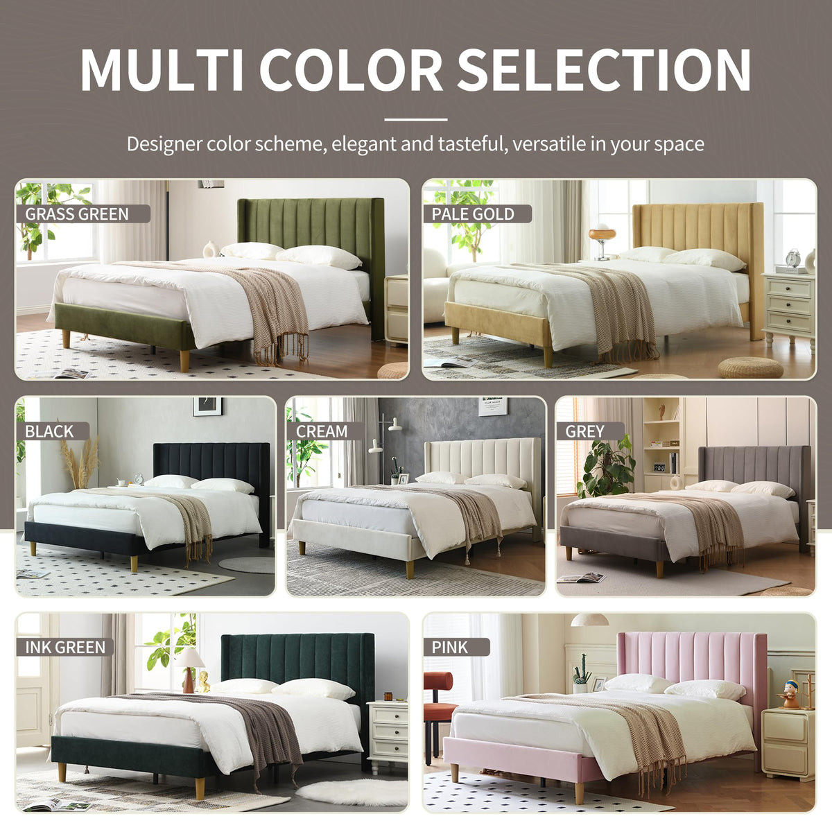 Queen Bed Frame with Upholstered Headboard C38557