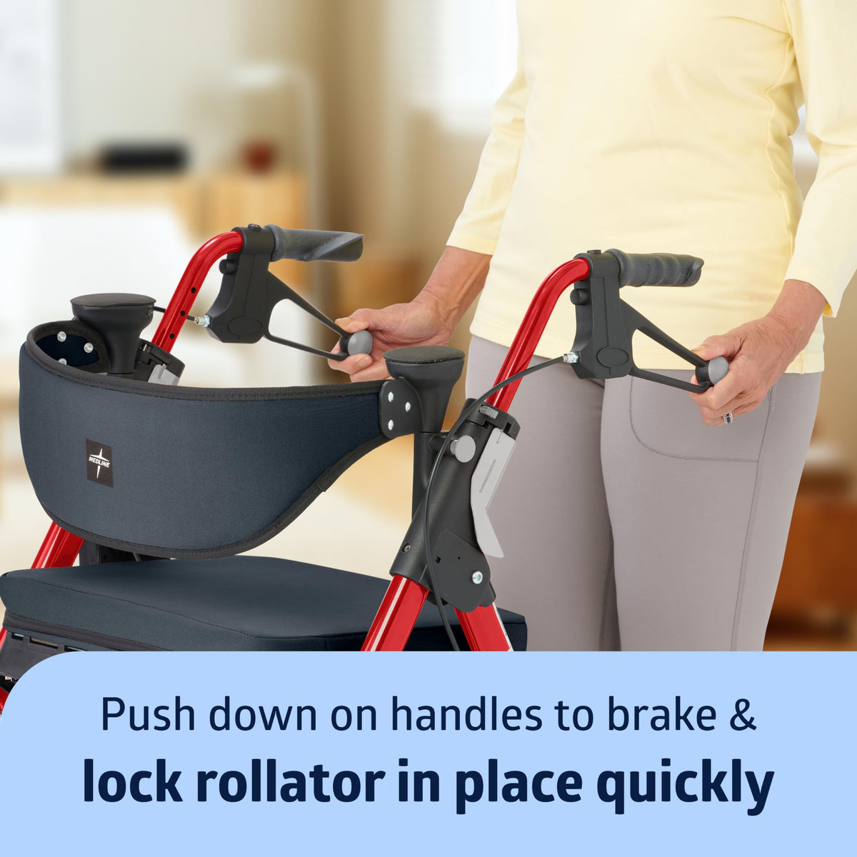 Black & Red Rolling Walker with Memory Foam Seat E333242
