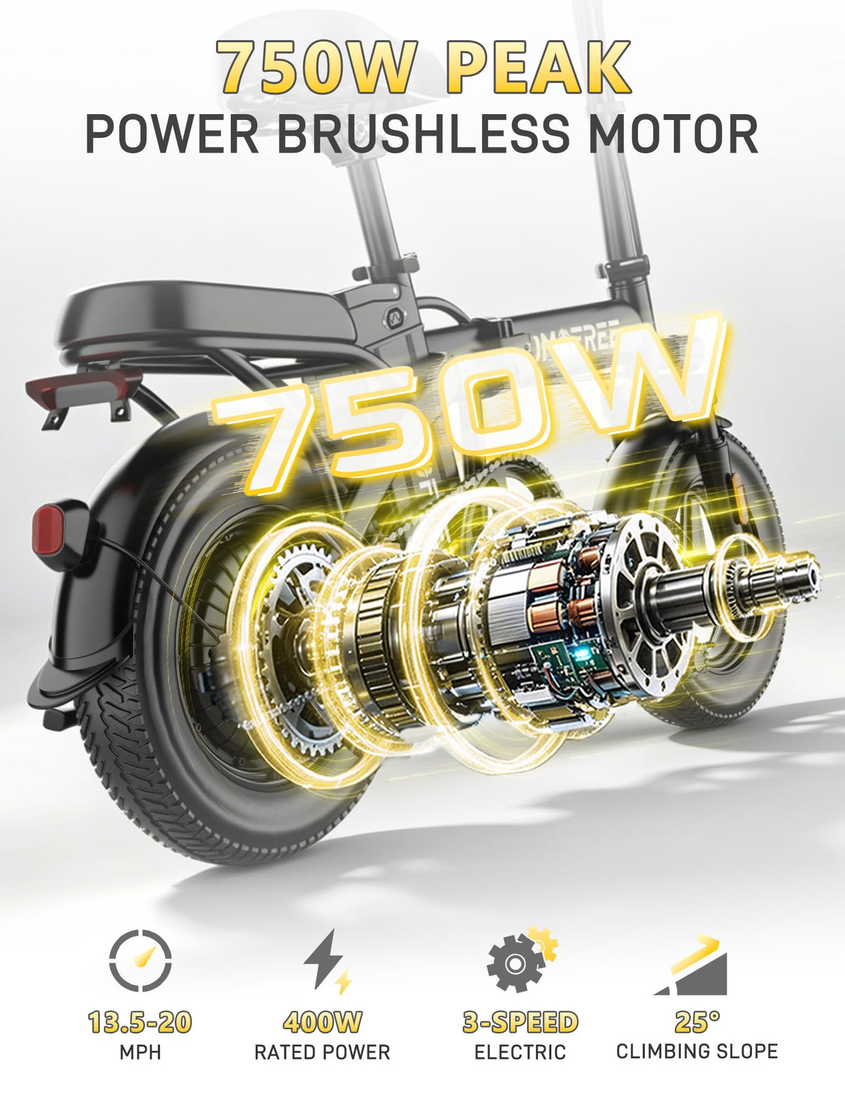 Folding Electric Bike 48V 22.5Ah 750W Fat Tire D6064