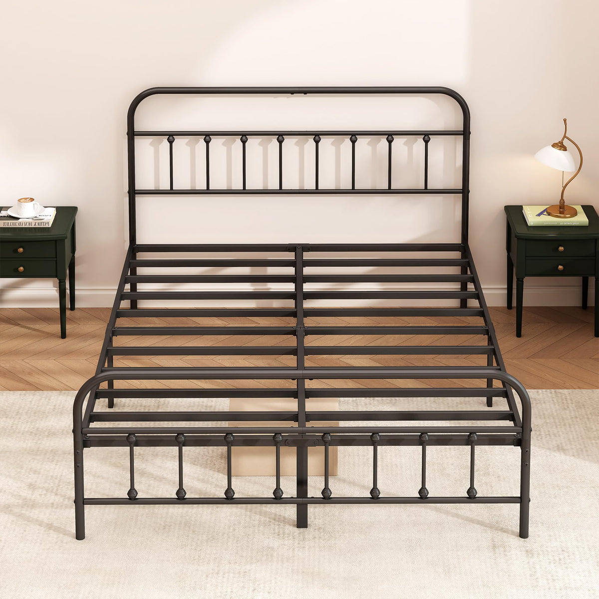 Queen Size Black Metal Bed Frame O55669