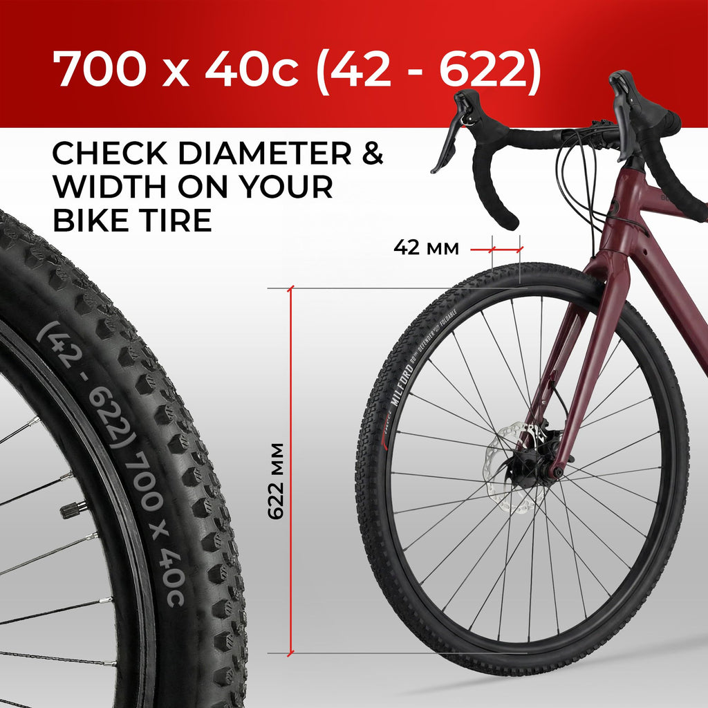 700x40c Gravel Bike Tire & Tubes Schrader Foldable 28" L839806