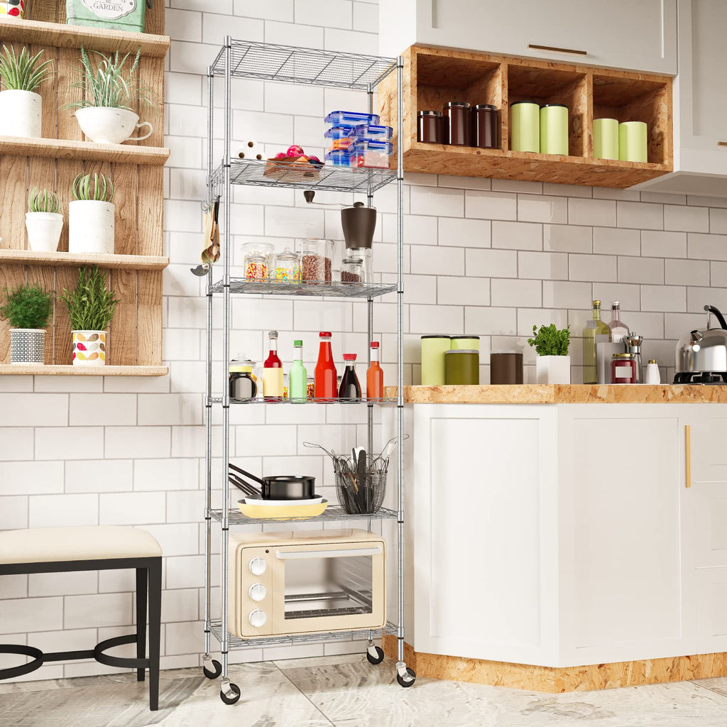 6-Tier Wire Shelving Unit with Caster Wheels R737210