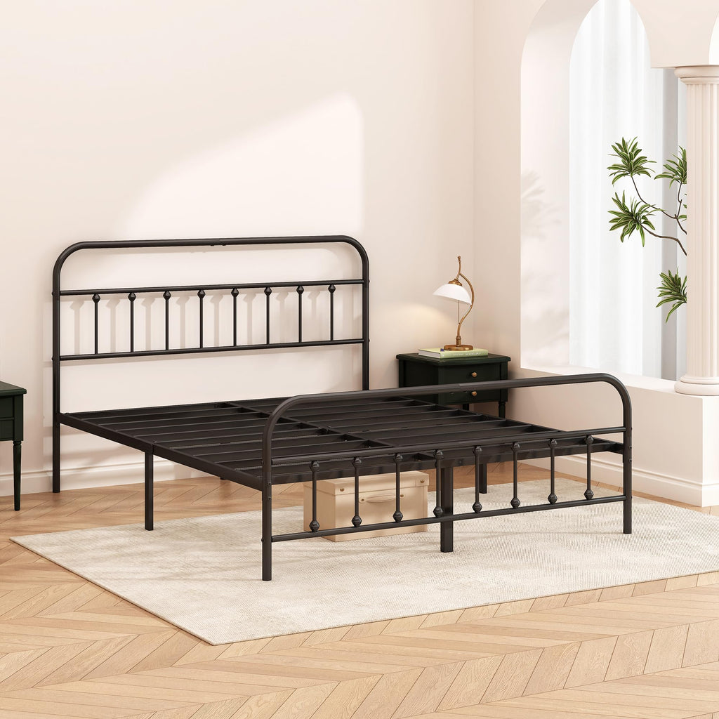 Queen Size Black Metal Bed Frame O55669