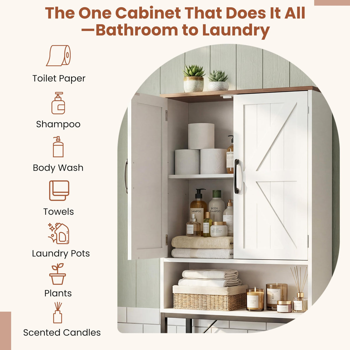 White Over The Toilet Storage Cabinet C590